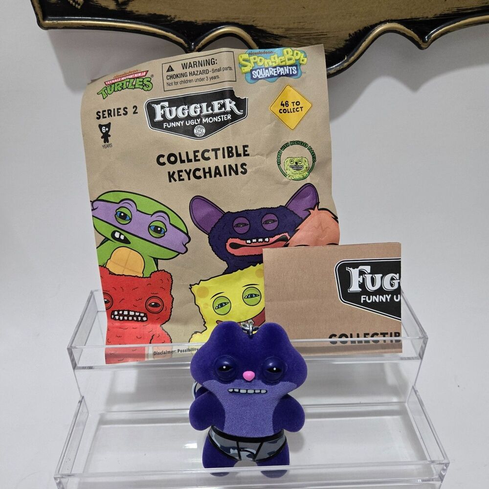 New Fuggler Series 2 Bag Clip Keychain Flocked Purple Sketchy Squirrel Key Charm